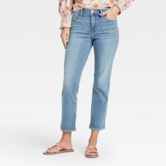 Universal Thread High Rise Slim Straight Leg Crop Light Wash Jeans 16 Women’s - Picture 13 of 13